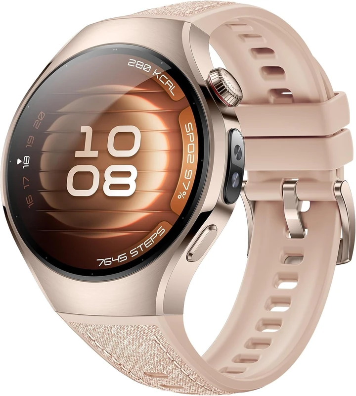 HUAWEI WATCH 5 42mm Smartwatche + Fluoroelastromer Band White, Multi-sensing X-TAP Technology, Fingertip Oxygen Saturation Measurement, For Android and iOS, Extended 6-Month Warranty, Beige