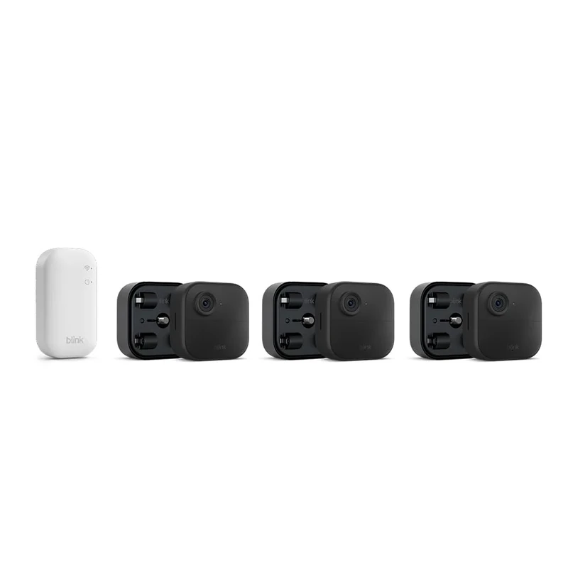 Blink camera (Outdoor 4) + Battery Extension Pack | Wireless HD smart security camera, four-year battery life, enhanced motion detection, works with Alexa | 3 camera system | IP65