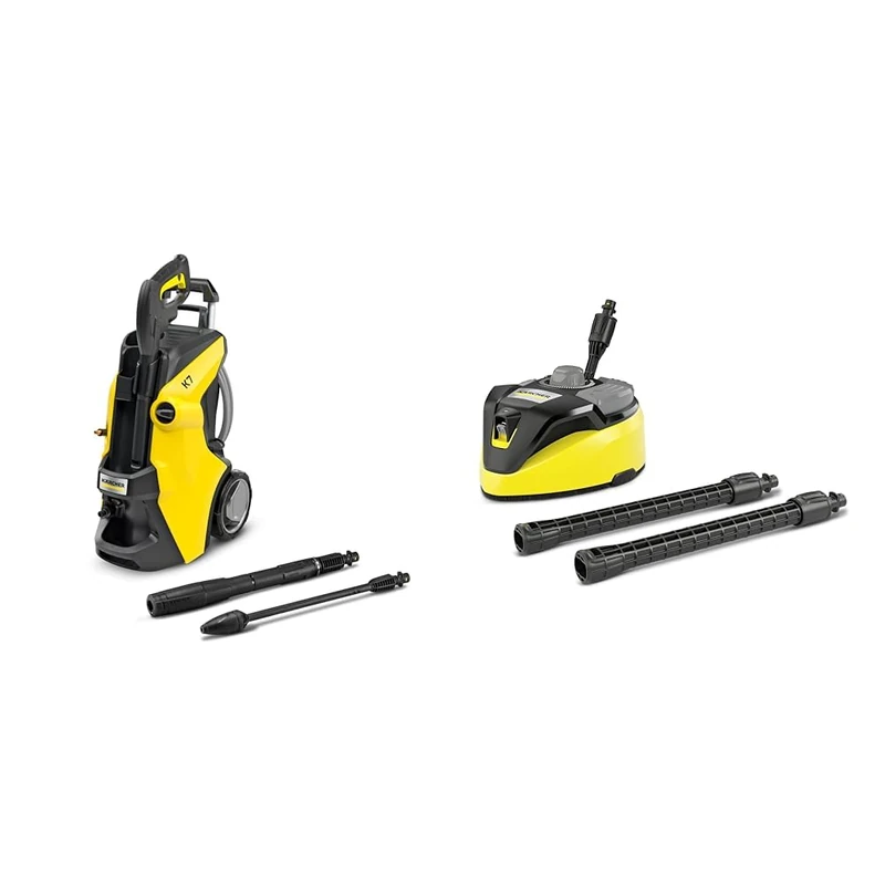 Bundle of Kärcher K 7 Power Flex pressure washer, pressure: max. 180 bar, flow rate: 550 l/h, area coverage: 60 m²/h, water filter, weight: 17.2kg + Kärcher 2.644-074.0 T7 Plus T-Racer Surface Cleaner