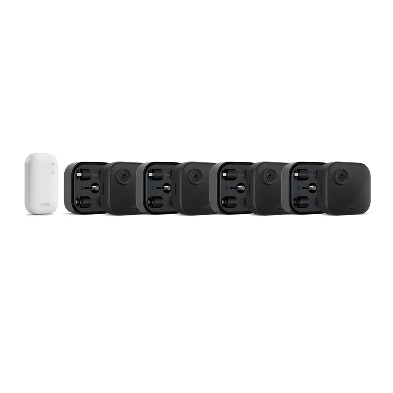 Blink camera (Outdoor 4) + Battery Extension Pack | Newest model | Wireless HD smart security camera, four-year battery life, enhanced motion detection, works with Alexa | 4 camera system | IP65
