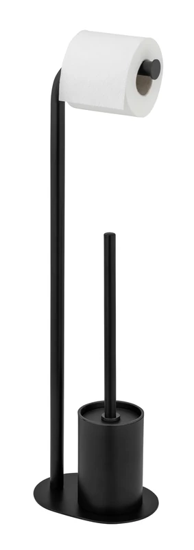 WENKO Levante Black Toilet Brush and Roll Holder Set
