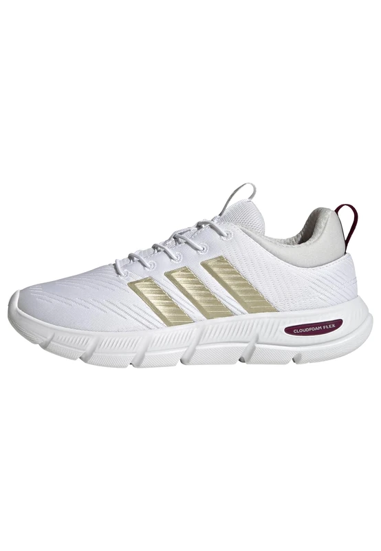 adidas Women's Cloudfoam Flex Elastic Laces Shoes, FTWR White/Cyber met./Crystal White, 3.5 UK