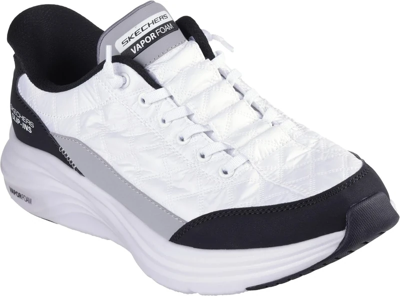 Skechers Men's Contour Foam Cozy Fit Casual Shoes, White Mesh/Duraleather/Black Trim, 8.5 UK