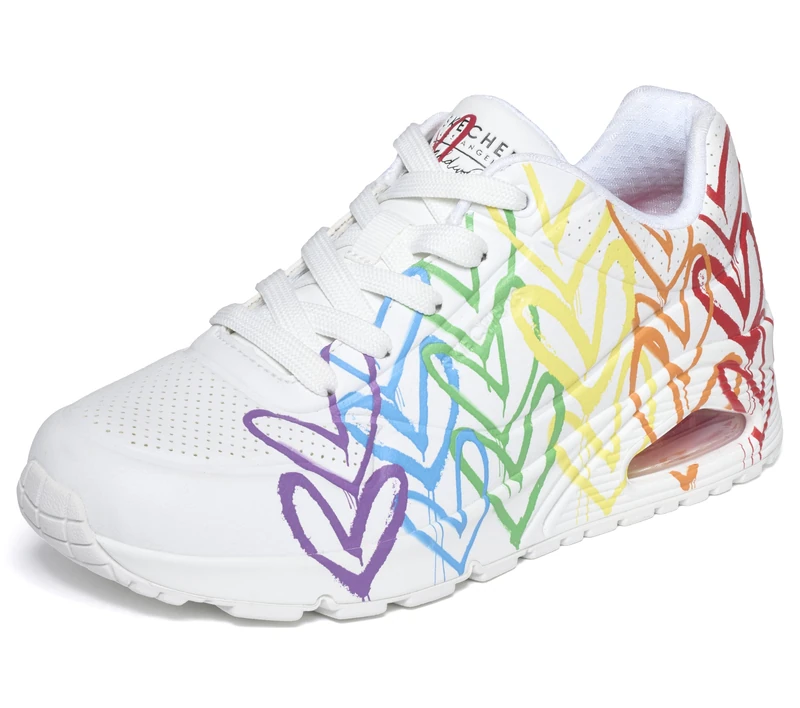 Skechers Street x JGoldcrown: UNO Full of Love Women's Lace Up Fashion Sneakers White