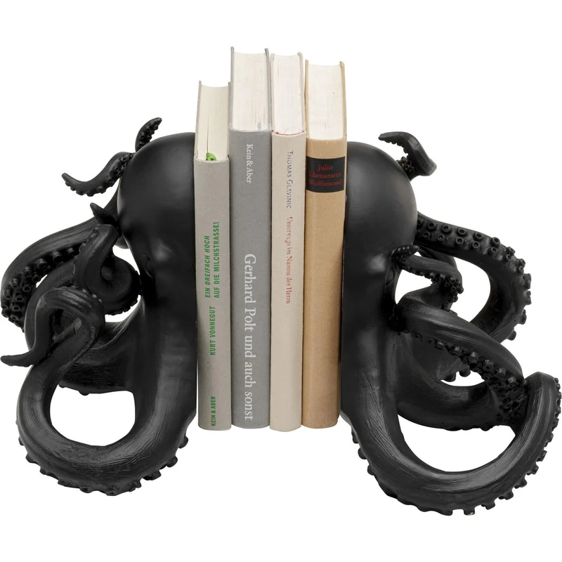 Kare Design Bookends Octopus Set of 2 Black Decorative Objects Animal Motif 18 x 28 x 26 cm