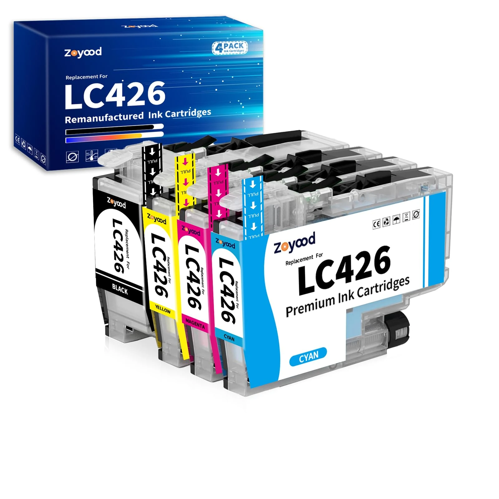 Zoyood LC426 Ink Cartridges Replacement for Brother LC426VAL LC-426 Printer Ink Cartridges LC426BK LC426C LC426M LC426Y Compatible with Brother MFC-J4335DW MFC-J4340DW MFC-J4535DW MFC-J4540DW (4-Pack)