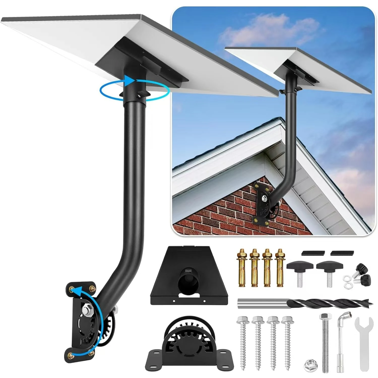 Txtcu Starlink Gen 3 Mount, Adjustable Starlink Mounting Kit Compatible with Starlink V3 Standard Dish, Starlink Pole Mount Starlink Gen 3 Pipe Adapter, Starlink V3 Wall Mount/Roof Mount Eave