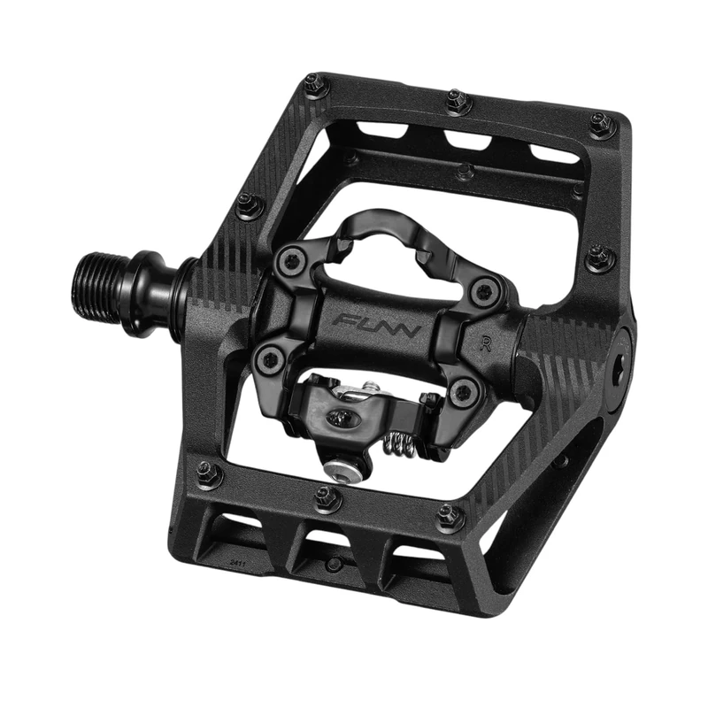 Funn Ripper2 Mountain Bike Clipless Pedals,Single Sided Clip Compact Platform Mountain Bike Pedals, Compatible with SPD Cleats, 9/16" CrMo Axle Bicycle Pedals (Black)