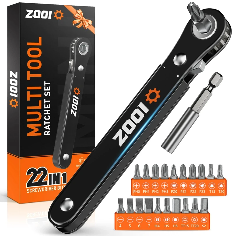 ZOOI Gifts for Men, 22 in 1 Ratchet Screwdriver with Bits, Valentines Gifts for Him, Multi Tool Gadgets for Men, Ratchet Screwdriver Bit Set, Mens Gifts for Dad Birthday Presents for Dad