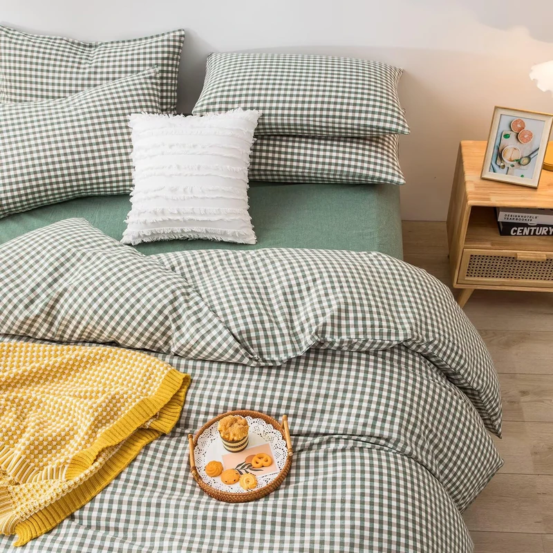 mixinni Green Gingham Twin XL Comforter Set - 3 Pieces