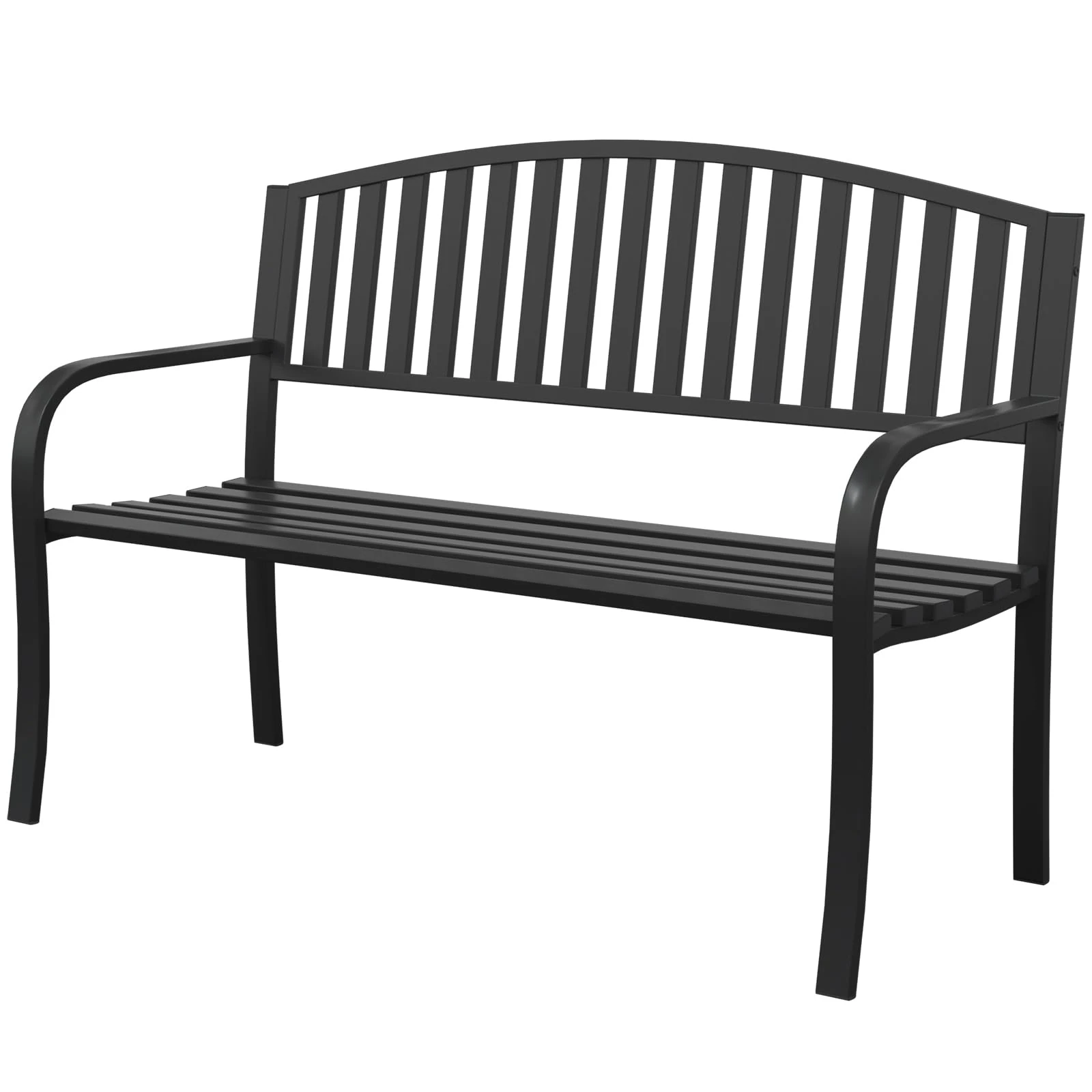 Xalvora Outdoor Bench Garden Bench, 50" Anti-Rust Patio Bench Clearance, Iron Metal Frame Outdoor Benches Weatherproof for Front Porch, Yard, Lawn, Deck