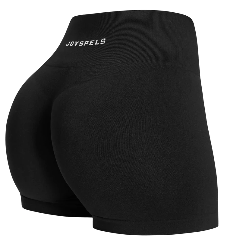 JOYSPELS Seamless Gym Shorts for Women High Waist Booty Running Cycling Yoga Sports Workout Womens Activewear Shorts UK Black M