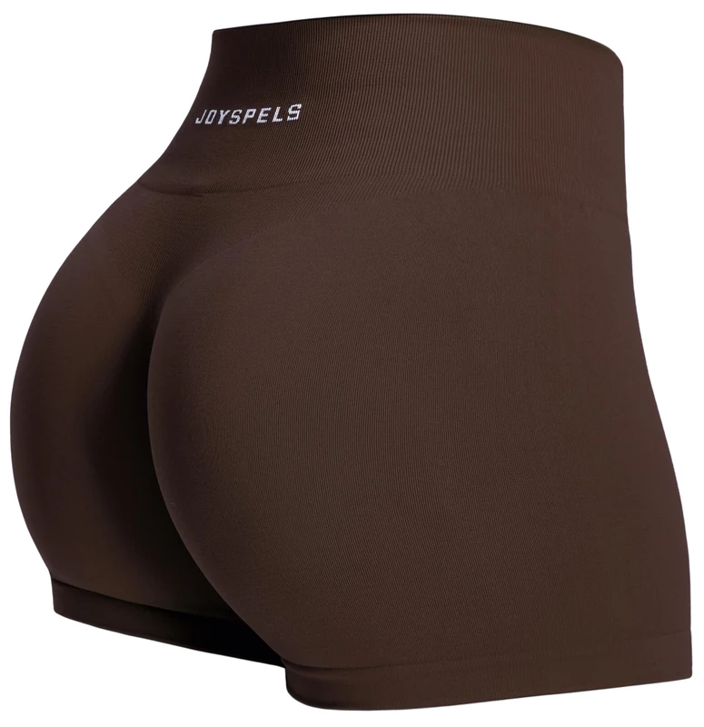 JOYSPELS Seamless Gym Shorts for Women High Waist Booty Running Cycling Yoga Sports Workout Womens Activewear Shorts UK Brown M