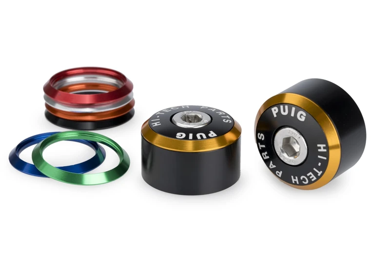 Puig 22097N Balance Handlebar Ends, set with multicolor interchangeable rings and modern design, made of anodized aluminum to customize and enhance your bike’s aesthetics, Black