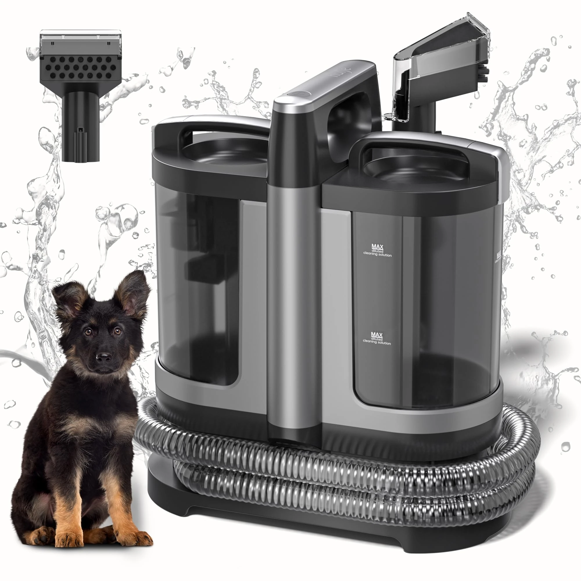 Carpet Cleaner Machine, 2L Total Capacity Portable Spot Cleaner for Carpets & Upholstery, 18KPA Powerful Suction for Pet Hair Stains, Quick-Dry, for Home & Car Use with Tools