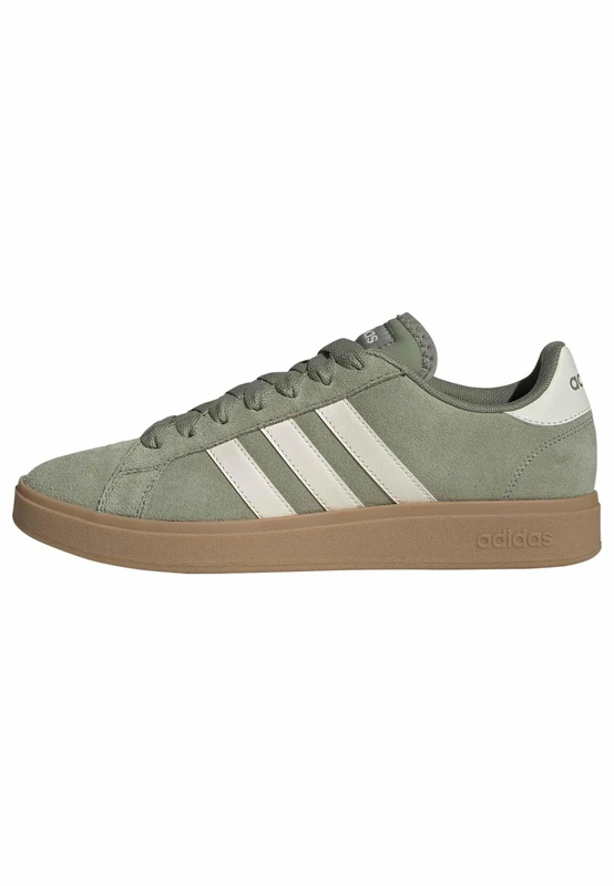 adidas Men's Grand Court Base 00s Shoes, Tent Green/Off white/GUM10, 4 UK