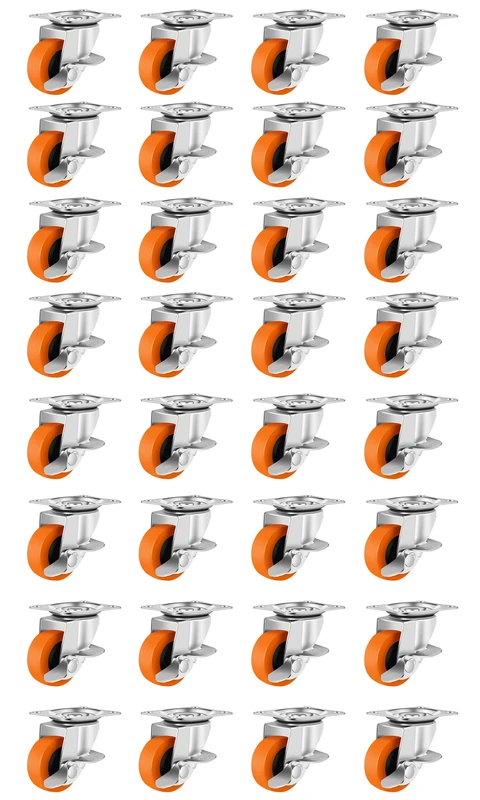 BOSGEOT Caster Wheels, 3 Inch Casters Pack of 32,Locking Castors with Polyurethane,Plate Swivel Castors Wheels for Furniture Carts,Workbench