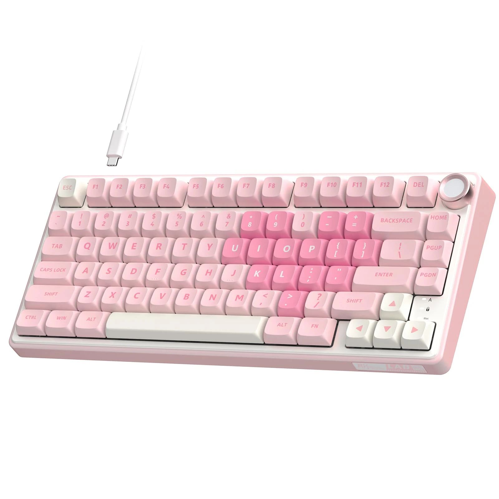 RK ROYAL KLUDGE R75 Mechanical Keyboard Wired with Volume Knob, 75% Keyboard Gasket Mounted, Hot Swappable, Creamy Sound, MDA Profile US Layout, PBT Keycaps, Pink
