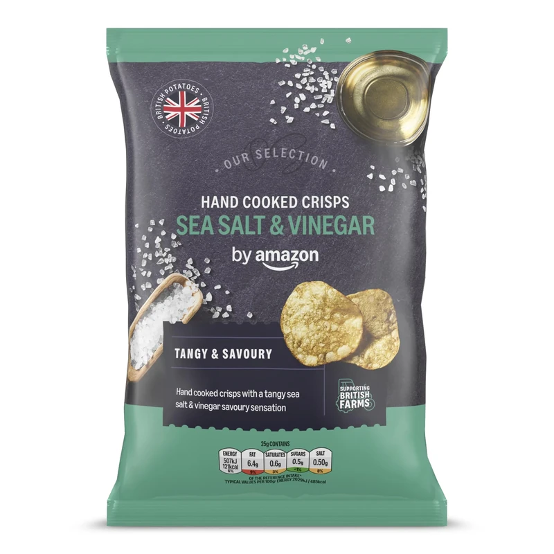 by Amazon Our Selection Hand Cooked Sea Salt & Vinegar Crisps, 150g