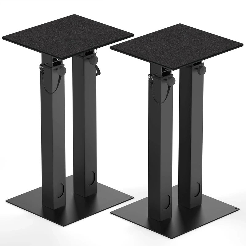 Height Adjustable Speaker Stands with Cable Management, Set of 2 Floor Speaker Stand with Non-Slip EVA Mats, Double Tubes Speaker Stand Holds Satellite Speakers & Bookshelf Speakers up to 10KG