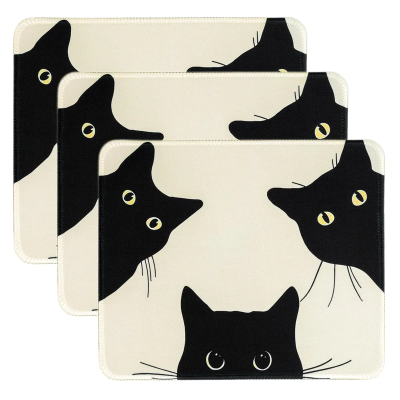 JINJIASC Funny Mouse Mat Square Cute Mouse Pad for Wireless Mouse Small Office Computer Mousepad for Desk Laptop with Non-Slip Rubber Base (3PCS)
