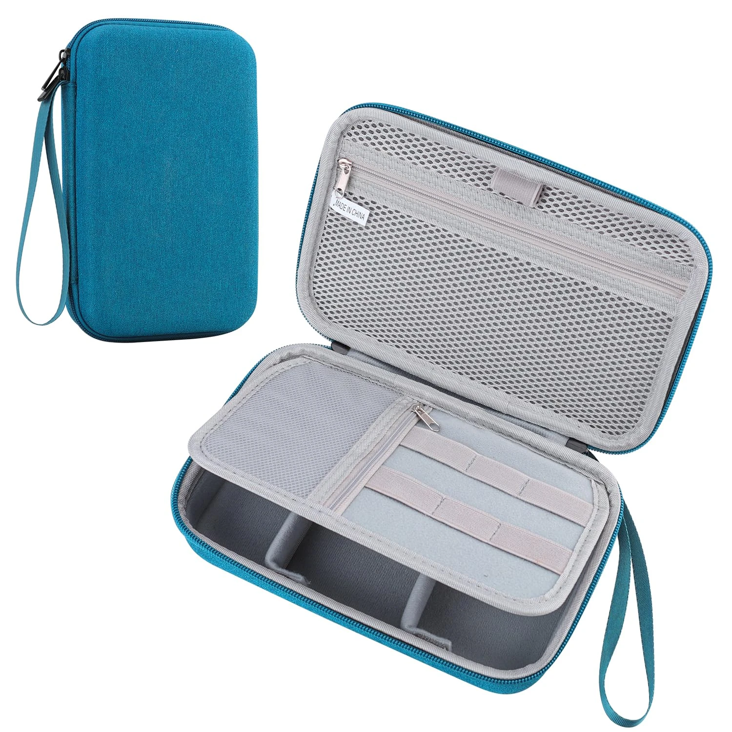 Teskyer Travel Cable Organiser Bag - Hardshell, Waterproof & Crush-Resistant, Large Capacity, Portable, Travel Essentials for Men and Women, 14 x 22 x 6.5 cm, Dark Green