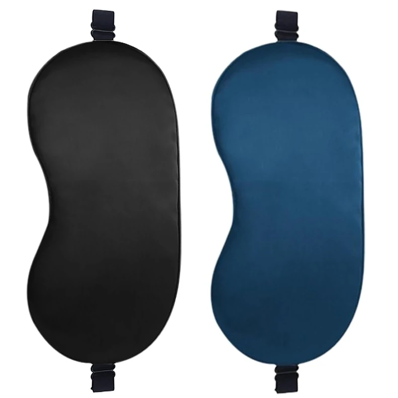 2 Pack Sleep Mask, 100% Blackout & Zero Pressure, Luoqun88 Silk-Like Eye Mask with Adjustable Strap, Machine Washable for Long-Lasting Use for Travel & Deep Sleep with Elegant Box (Blue& Black)