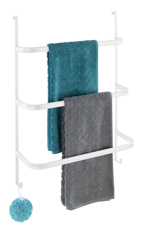 Irpinia Towel Rail Hanging Bathroom Furniture Door Shower Practical Towel Rail Metal Steel White for 2-4 cm Folds 54.5 x 77.5 x 21.5 cm