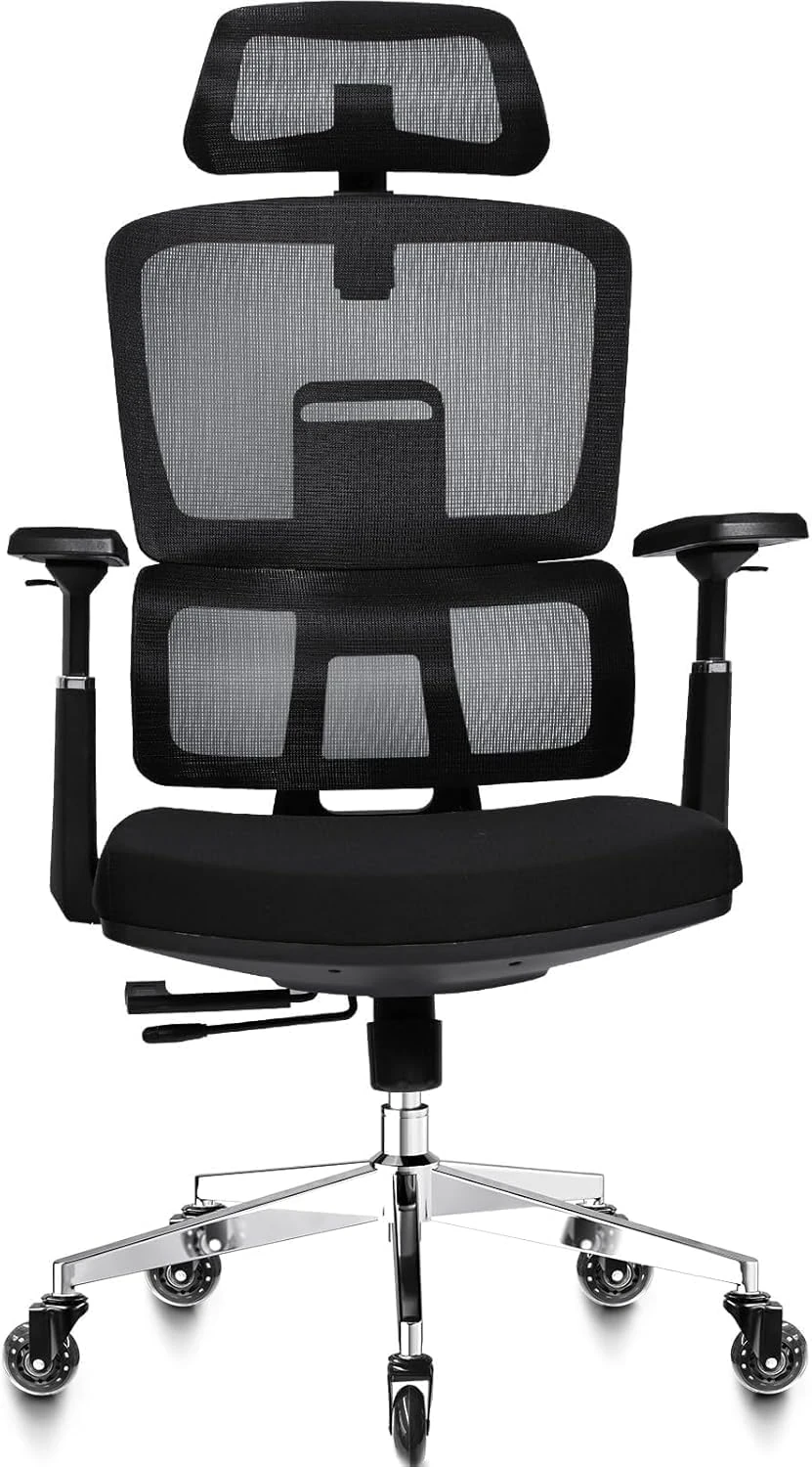 MELOKEA Ergonomic Office Chair – 6-Position Backrest & Seat Depth, 4D Adjustable Armrests, Silent Rubber Wheels, XXL 200KG Computer Desk Chair for Big and Tall, Upgraded Version