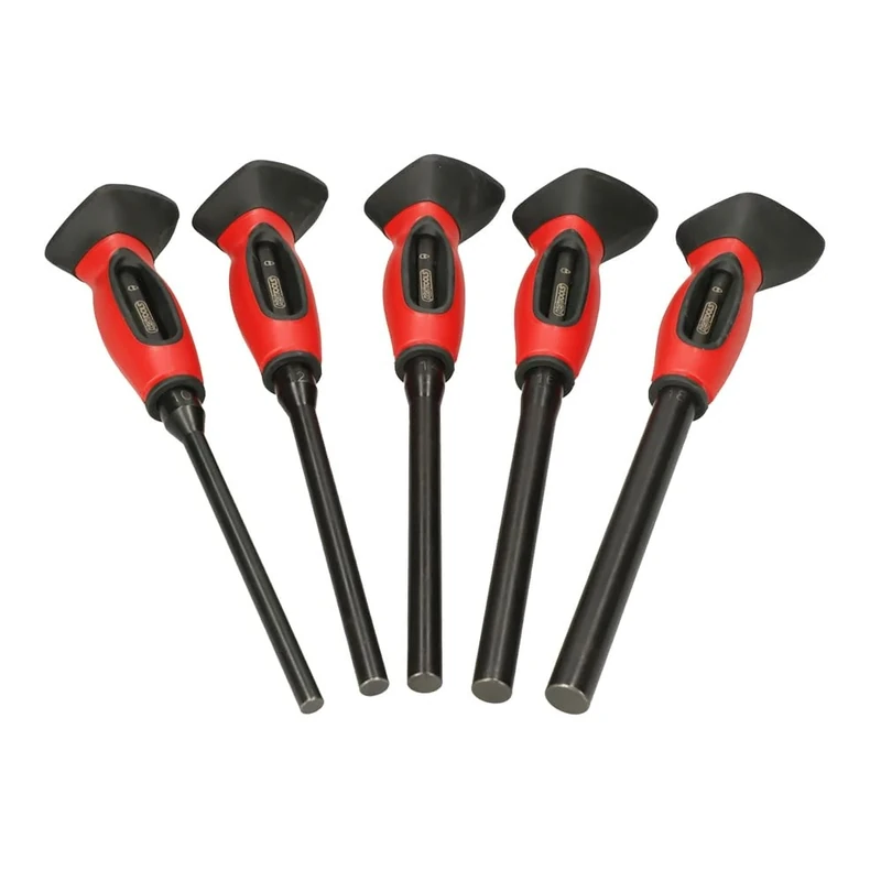 KS Tools - 156.0222F - Set of 5 pin Punches - Burnished Nail Removal - Pin with Handle - Set of 10-12-14-16-18 mm - with Anti-Vibration System