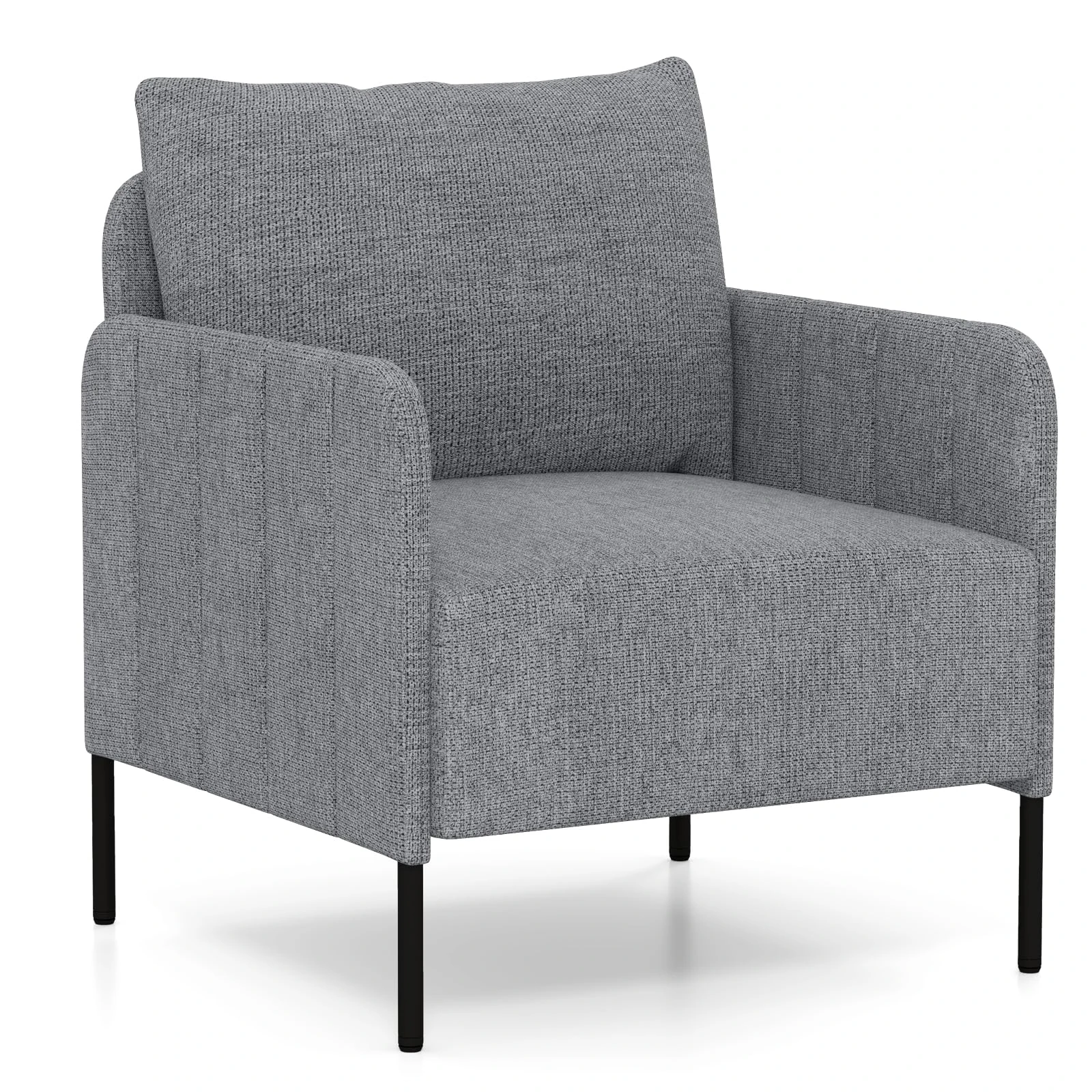 COSTWAY Modern Accent Chair, Chenille Upholstered Lounge Armchair Single Sofa Chair with 75cm Seat Deep, Fireside Occasional Seat Comfy Reading Armchair for Living Room, Bedroom and Reception, Grey
