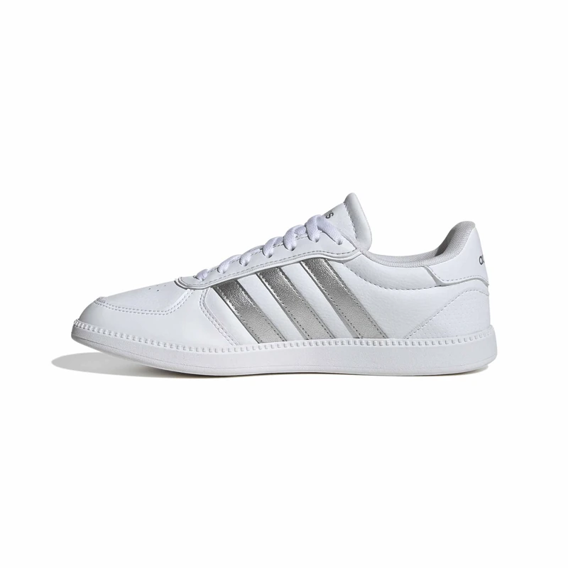 adidas Women's BREAKNET Sleek Shoes, FTWR White/Silver met./FTWR White, 8 UK
