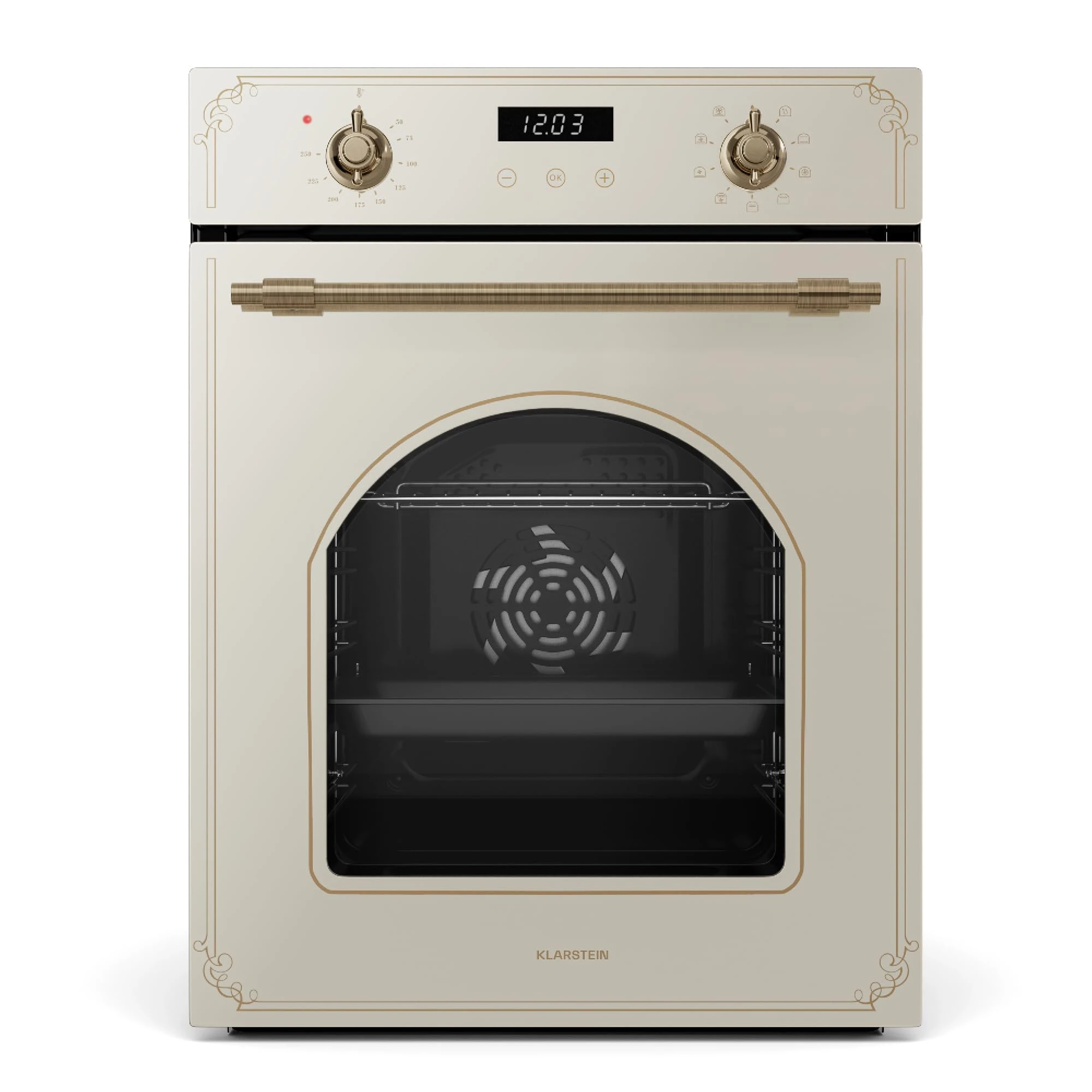 Klarstein Elizabeth Slim Built-in Oven - 49L Electric Oven with 9 Functions, Digital Timer, Steam-Cleaning, Removable Glass Door, Black Tempered Glass, Energy Class A