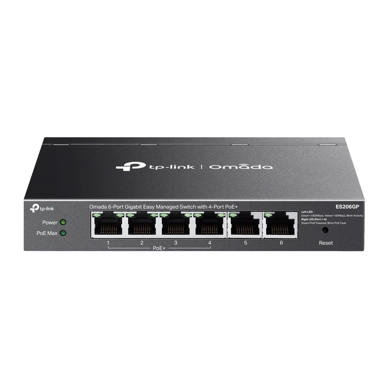 TP-Link ES206GP 6 Port Gigabit PoE Network Switch, 4x PoE+ Ports, 65W Total Budget, Network Switch, Omada Ethernet Switch, Ethernet Splitter, Metal Case, Easy Cloud Managment, Silent operation