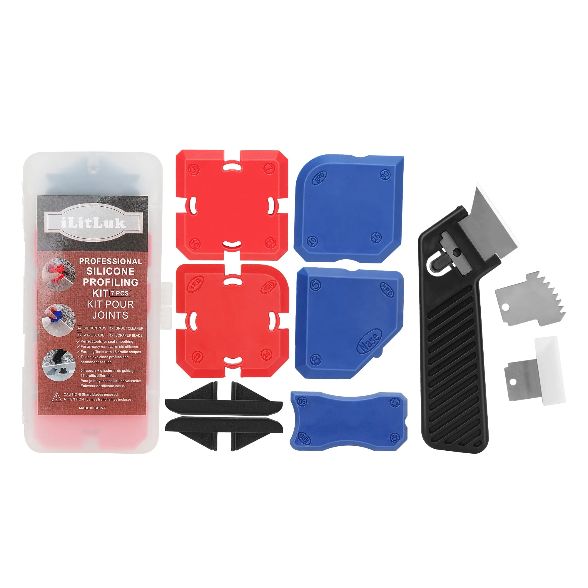 iLitLuk Caulking Tool Sealant Finishing Tool Silicone Profiling Kit Grout Smoother Caulk Spreader for Sink Joint Siding Window Kitchen Bathroom Toilet