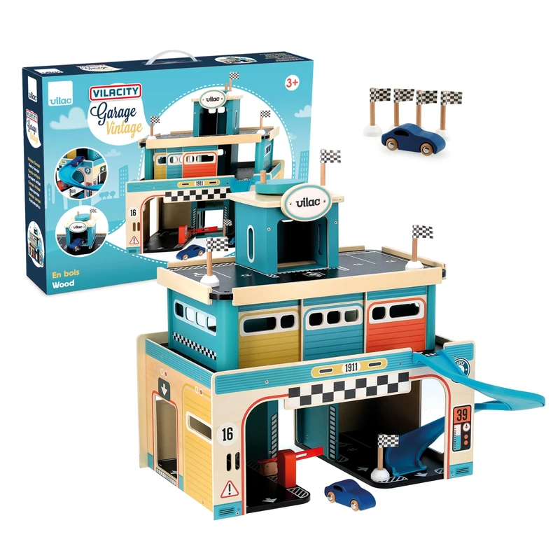 Vilacity Vilacity Vintage Wooden Children's Garage - Medium (44cm x 53cm x 49cm)