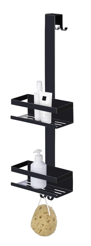 WENKO Bribano Duo Hanging Shower Caddy Stainless Steel Black Matt Rustproof for Shower Cubicles Doors 23 x 71 x 18 cm Bathroom Shelf