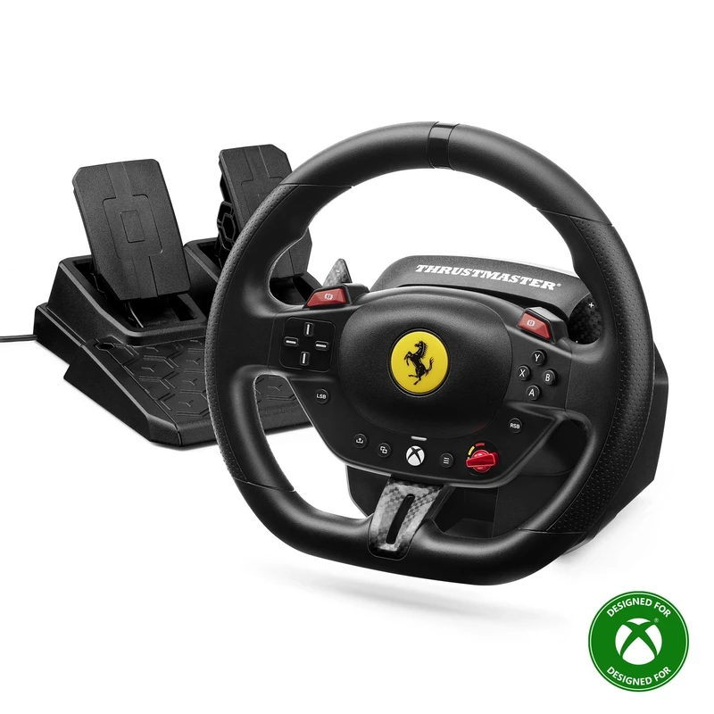 Thrustmaster T98 Racing Wheel Ferrari 296 GTS Edition – Magnetic T2PM Pedals – 240° Rotation – 3 Driving Profiles – Official Xbox & PC Licensed Steering Wheel – Immersive Sim Racing Gear – Black