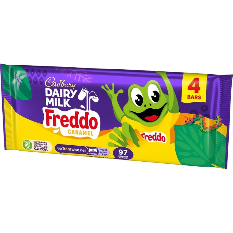 Cadbury Dairy Milk Freddo Caramel Chocolate Bar, Bitesize Treats, 4 x 78 g Bars (Pack of 1)