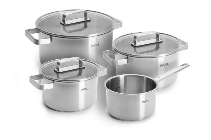 Woll Steel 7-Piece Induction Cookware Set, Suitable for All Hobs, Made of Corrosion-Resistant Stainless Steel, Dishwasher Safe
