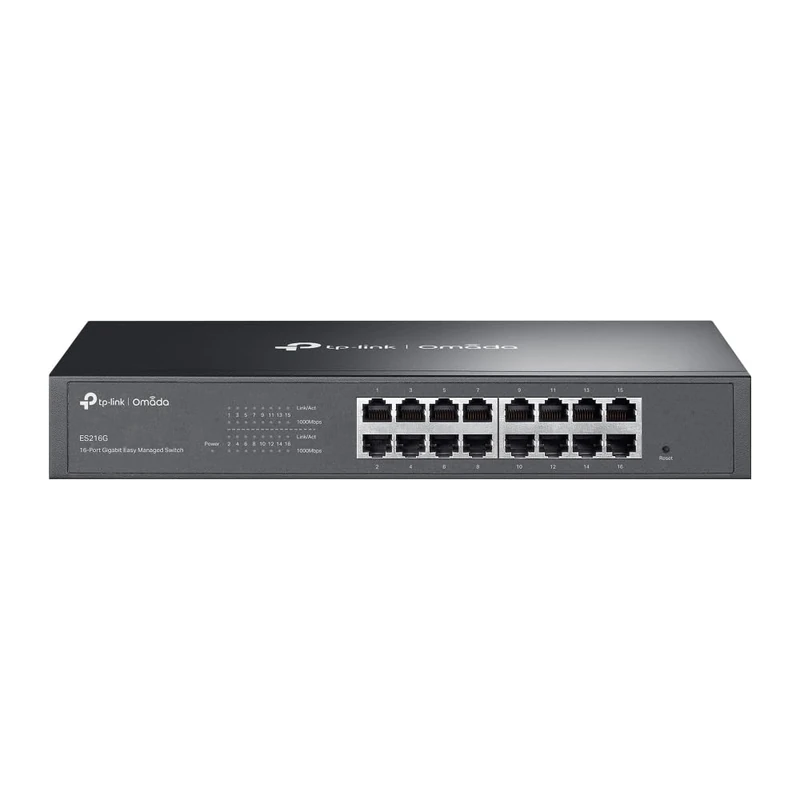 TP-Link Omada ES216G 16-Port Gigabit Switch, Ethernet Network Switch with Cloud Management, Easy Managed, VLAN, QoS, IGMP Snooping, Fanless Metal, Rackmount/Desktop Switch, Ethernet Splitter