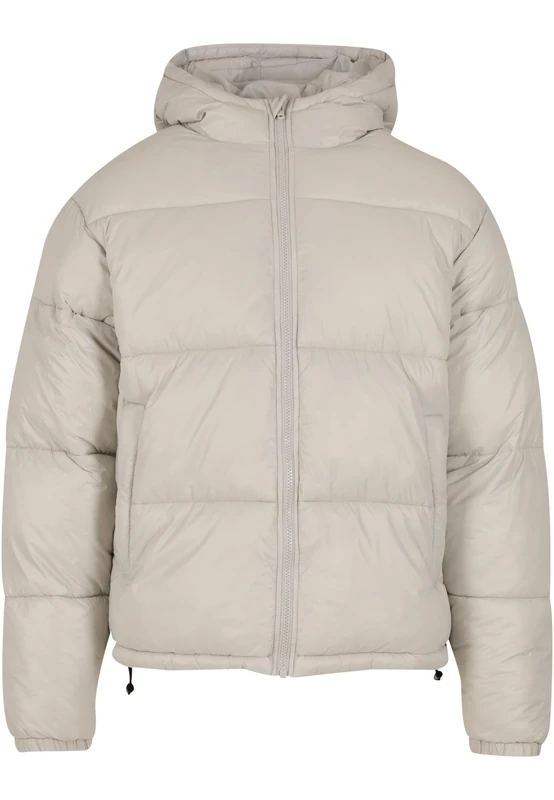 Urban Classics Men's Shiny Puffer Winter Jacket, Shiny Quilted Jacket with Zip, Warm Down Jacket with Hood, Sizes S - 5XL, Light asphalt, S