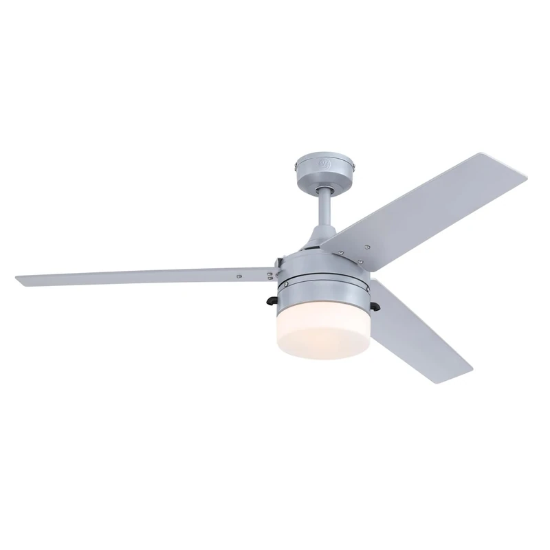 Westinghouse Lighting 7316540 132 cm Riverton Modern Silver Indoor/Outdoor Ceiling Fan, Light Fixture with Opal Frosted Glass - Image 1