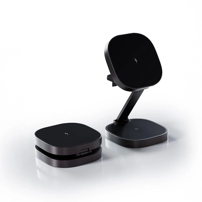 Allity 3-in-1 Charger 25W - Foldable Wireless Charging Station for iPhone, Apple Watch & AirPods - Mini Wireless Charging Stand with LED & USB-C - Compatible with Qi & MagSafe - Graphite