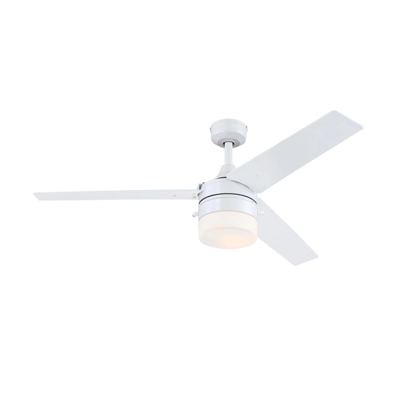 Westinghouse Lighting 7316640 132 cm Riverton Modern Matte White Indoor/Outdoor Ceiling Fan, Light Fixture with Opal Frosted Glass - Image 1
