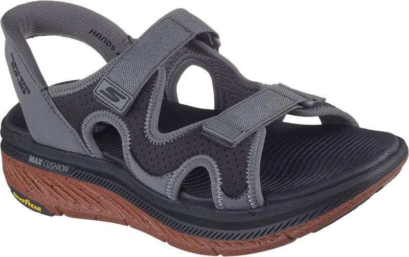 Skechers Men's Hands Free Slip-ins Max Cushioning Premier 2.0 Julian Sandal Sport, Wood Charcoal, 7 UK