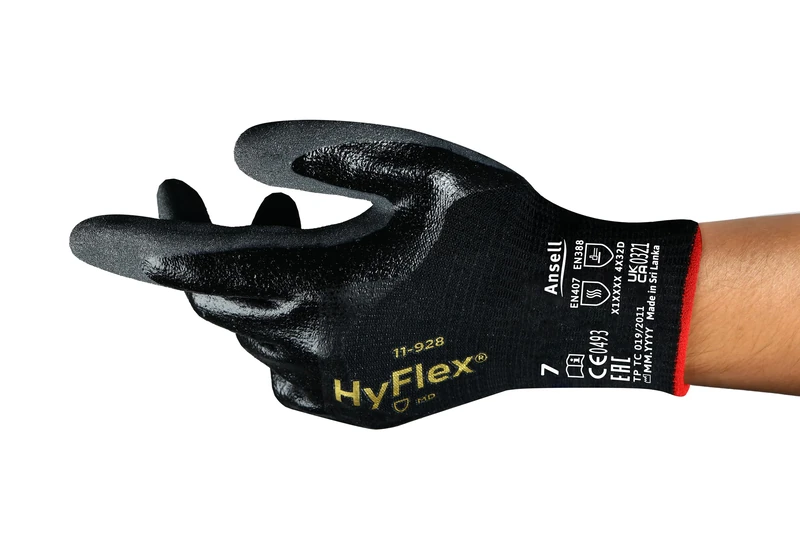 Ansell Hyflex 11-928 Safety Work Gloves Mechanical Protection, Size 10 (XL), (12 Pairs)