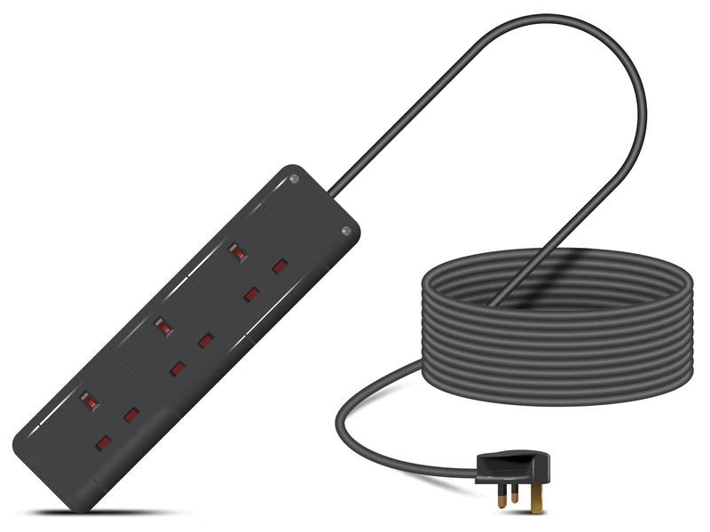 Eagle Three Gang Mains Power 13A Extension Socket to 13A UK Plug Lead Cable, British Standards BS1363 20m