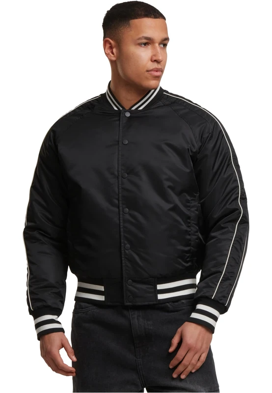 Urban Classics Men's Tb7331-racer Bomber Jacket, Black, L