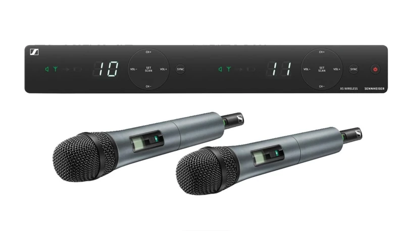 Sennheiser XSW 1-825 DUAL-E 2-Channel Wireless Microphone System for Singers & Presenters | Evolution Mic Capsules, Integrated Antennas & up to 10 Compatible Channels (508267)